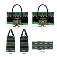 Funny Bigfoot 67 Six Seven Christmas Leather Bag Squatching Through The Snow - Wonder Print Shop