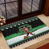 Funny Bigfoot 67 Six Seven Christmas Rubber Doormat Squatching Through The Snow - Wonder Print Shop