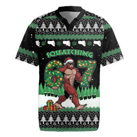 Funny Bigfoot 67 Six Seven Christmas Rugby Jersey Squatching Through The Snow - Wonder Print Shop