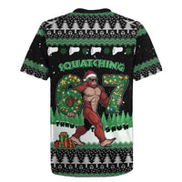 Funny Bigfoot 67 Six Seven Christmas Rugby Jersey Squatching Through The Snow - Wonder Print Shop
