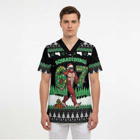 Funny Bigfoot 67 Six Seven Christmas Scrub Top Squatching Through The Snow - Wonder Print Shop
