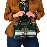 Funny Bigfoot 67 Six Seven Christmas Shoulder Handbag Squatching Through The Snow - Wonder Print Shop