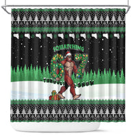 Funny Bigfoot 67 Six Seven Christmas Shower Curtain Squatching Through The Snow - Wonder Print Shop