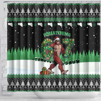 Funny Bigfoot 67 Six Seven Christmas Shower Curtain Squatching Through The Snow - Wonder Print Shop