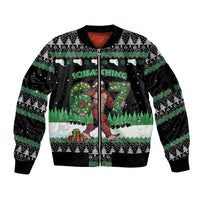 Funny Bigfoot 67 Six Seven Christmas Sleeve Zip Bomber Jacket Squatching Through The Snow - Wonder Print Shop