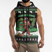 Funny Bigfoot 67 Six Seven Christmas Sleeveless Zip Hoodie Squatching Through The Snow - Wonder Print Shop