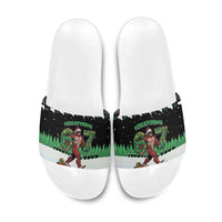 Funny Bigfoot 67 Six Seven Christmas Slide Sandals Squatching Through The Snow - Wonder Print Shop