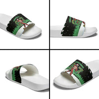 Funny Bigfoot 67 Six Seven Christmas Slide Sandals Squatching Through The Snow - Wonder Print Shop