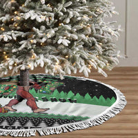Funny Bigfoot 67 Six Seven Christmas Tree Skirt Squatching Through The Snow - Wonder Print Shop