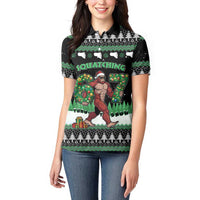 Funny Bigfoot 67 Six Seven Christmas Women Polo Shirt Squatching Through The Snow - Wonder Print Shop