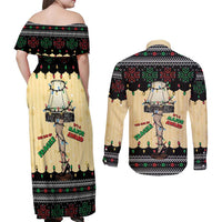 Christmas Story Couples Matching Off Shoulder Maxi Dress and Long Sleeve Button Shirt Fragile Leg Lamp - Wonder Print Shop