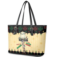 Christmas Story Leather Tote Bag Fragile Leg Lamp - Wonder Print Shop