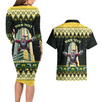 Personalised Nakatomi Plaza Couples Matching Long Sleeve Bodycon Dress and Hawaiian Shirt It's Not Xmas Until Santa Falls - Wonder Print Shop