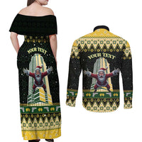 Personalised Nakatomi Plaza Couples Matching Off Shoulder Maxi Dress and Long Sleeve Button Shirt It's Not Xmas Until Santa Falls - Wonder Print Shop