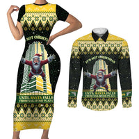 Personalised Nakatomi Plaza Couples Matching Short Sleeve Bodycon Dress and Long Sleeve Button Shirt It's Not Xmas Until Santa Falls - Wonder Print Shop