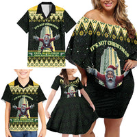 Personalised Nakatomi Plaza Family Matching Off Shoulder Short Dress and Hawaiian Shirt It's Not Xmas Until Santa Falls - Wonder Print Shop