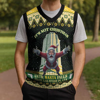 Nakatomi Plaza Christmas Knitted V-Neck Vest It's Not Xmas Until Santa Falls - Wonder Print Shop