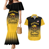 Personalised Buffalo Soldiers Couples Matching Mermaid Dress and Hawaiian Shirt 10th Cavalry Regiment - Wonder Print Shop