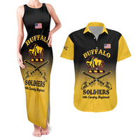 Personalised Buffalo Soldiers Couples Matching Tank Maxi Dress and Hawaiian Shirt 10th Cavalry Regiment - Wonder Print Shop
