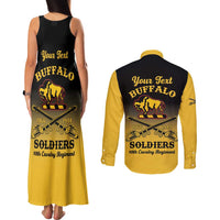Personalised Buffalo Soldiers Couples Matching Tank Maxi Dress and Long Sleeve Button Shirt 10th Cavalry Regiment - Wonder Print Shop