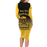 Personalised Buffalo Soldiers Family Matching Long Sleeve Bodycon Dress and Hawaiian Shirt 10th Cavalry Regiment - Wonder Print Shop