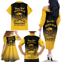 Personalised Buffalo Soldiers Family Matching Off The Shoulder Long Sleeve Dress and Hawaiian Shirt 10th Cavalry Regiment - Wonder Print Shop