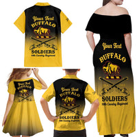 Personalised Buffalo Soldiers Family Matching Off Shoulder Maxi Dress and Hawaiian Shirt 10th Cavalry Regiment - Wonder Print Shop