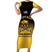 Personalised Buffalo Soldiers Family Matching Short Sleeve Bodycon Dress and Hawaiian Shirt 10th Cavalry Regiment - Wonder Print Shop