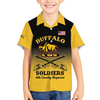 Personalised Buffalo Soldiers Family Matching Short Sleeve Bodycon Dress and Hawaiian Shirt 10th Cavalry Regiment - Wonder Print Shop