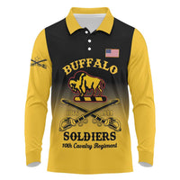 Personalised Buffalo Soldiers Long Sleeve Polo Shirt 10th Cavalry Regiment - Wonder Print Shop
