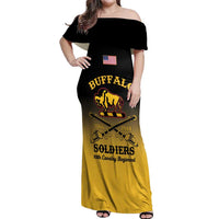 Personalised Buffalo Soldiers Off Shoulder Maxi Dress 10th Cavalry Regiment - Wonder Print Shop