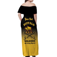 Personalised Buffalo Soldiers Off Shoulder Maxi Dress 10th Cavalry Regiment - Wonder Print Shop