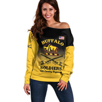Personalised Buffalo Soldiers Off Shoulder Sweater 10th Cavalry Regiment - Wonder Print Shop