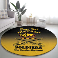 Personalised Buffalo Soldiers Round Carpet 10th Cavalry Regiment