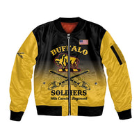 Personalised Buffalo Soldiers Sleeve Zip Bomber Jacket 10th Cavalry Regiment - Wonder Print Shop