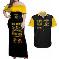 Buffalo Soldiers 9th and 10th Cavalry Couples Matching Off Shoulder Maxi Dress and Hawaiian Shirt American Heroes - Wonder Print Shop