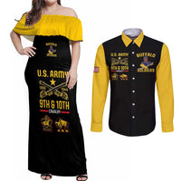 Buffalo Soldiers 9th and 10th Cavalry Couples Matching Off Shoulder Maxi Dress and Long Sleeve Button Shirt American Heroes - Wonder Print Shop