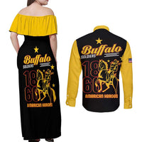 Buffalo Soldiers 9th and 10th Cavalry Couples Matching Off Shoulder Maxi Dress and Long Sleeve Button Shirt American Heroes - Wonder Print Shop
