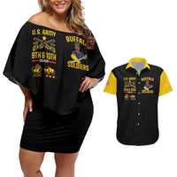 Buffalo Soldiers 9th and 10th Cavalry Couples Matching Off Shoulder Short Dress and Hawaiian Shirt American Heroes - Wonder Print Shop