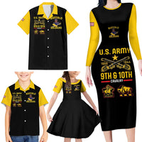 Buffalo Soldiers 9th and 10th Cavalry Family Matching Long Sleeve Bodycon Dress and Hawaiian Shirt American Heroes - Wonder Print Shop