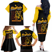 Buffalo Soldiers 9th and 10th Cavalry Family Matching Off The Shoulder Long Sleeve Dress and Hawaiian Shirt American Heroes - Wonder Print Shop