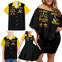 Buffalo Soldiers 9th and 10th Cavalry Family Matching Off Shoulder Short Dress and Hawaiian Shirt American Heroes - Wonder Print Shop