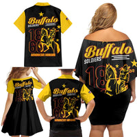 Buffalo Soldiers 9th and 10th Cavalry Family Matching Off Shoulder Short Dress and Hawaiian Shirt American Heroes - Wonder Print Shop