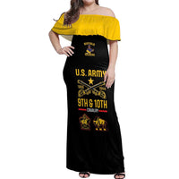 Buffalo Soldiers 9th and 10th Cavalry Off Shoulder Maxi Dress American Heroes - Wonder Print Shop