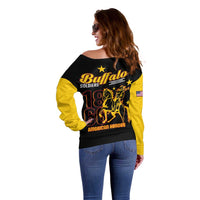 Buffalo Soldiers 9th and 10th Cavalry Off Shoulder Sweater American Heroes - Wonder Print Shop