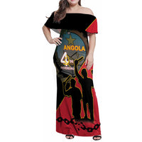 Personalised Angola Day of the Armed Struggle Family Matching Off Shoulder Maxi Dress and Hawaiian Shirt 4 De Fevereiro - Wonder Print Shop