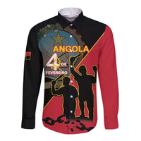 Personalised Angola Day of the Armed Struggle Long Sleeve Button Shirt 4 De Fevereiro - Wonder Print Shop