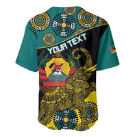 Personalised Mozambique Baseball Jersey African Elephant With Coat Of Arms - Wonder Print Shop