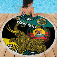 Personalised Mozambique Beach Blanket African Elephant With Coat Of Arms - Wonder Print Shop