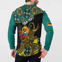 Personalised Mozambique Button Sweatshirt African Elephant With Coat Of Arms - Wonder Print Shop